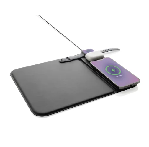 Alfombrilla de ratón Swiss Peak RCS PU reciclado 15W 3 en 1