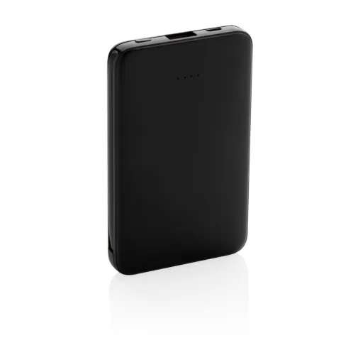 negro Powerbank 5.000 mAh de bolsillo con cables integrados