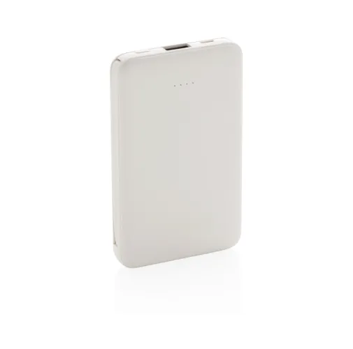 blanco Powerbank 5.000 mAh de bolsillo con cables integrados