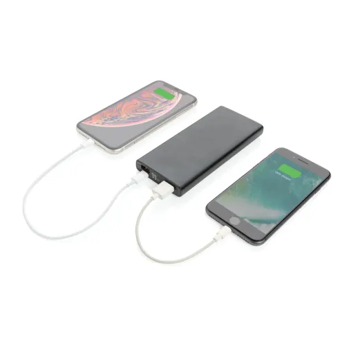 negro Powerbank PD de aluminio de 18W y 10.000 mAh