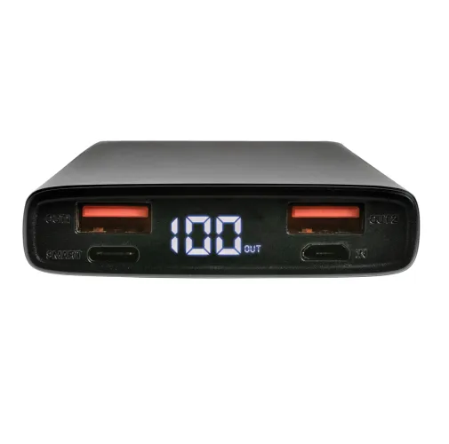 negro Powerbank PD de aluminio de 18W y 10.000 mAh