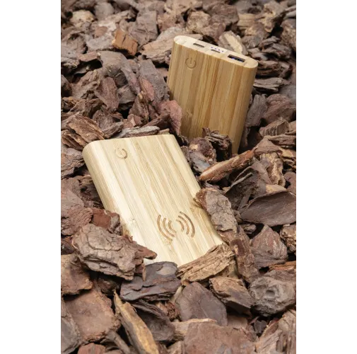 Powerbank inalámbrico 5W de bambú 8.000 mAh