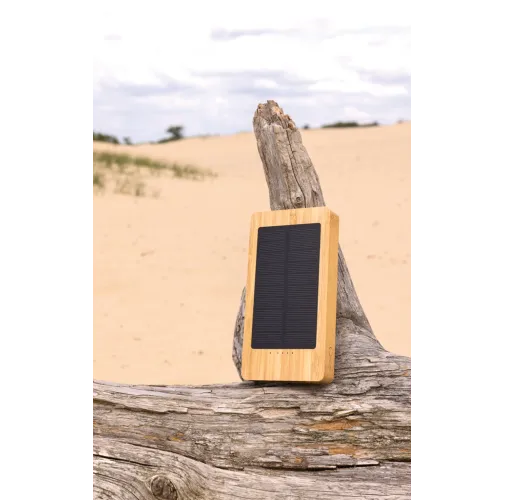 marron Batería solar de bambú Sunwick 10.000 mah