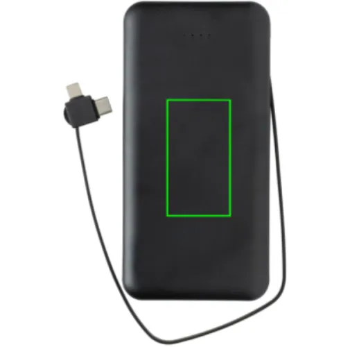 negro Powerbank RCS plástico reciclado 10.000 mAh cable integrado