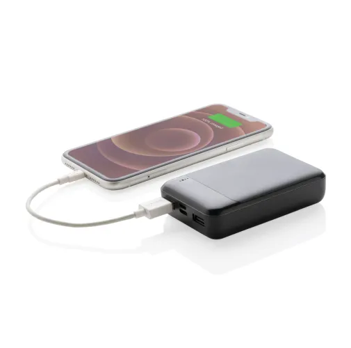 negro Powerbank de plástico reciclado RCS de 10.000 mAh