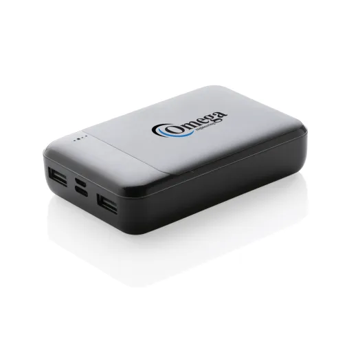 negro Powerbank de plástico reciclado RCS de 10.000 mAh