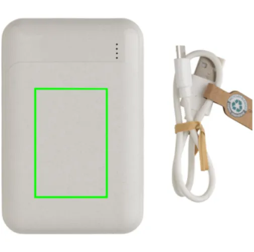 blanco Powerbank de plástico reciclado RCS de 10.000 mAh