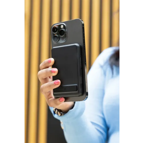 negro Powerbank magnético bambú Zen RCS de RPET 5.000mAh