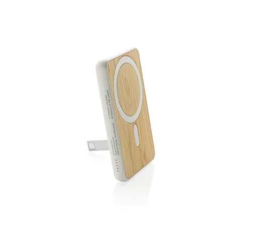 blanco Powerbank magnético bambú Zen RCS de RPET 5.000mAh