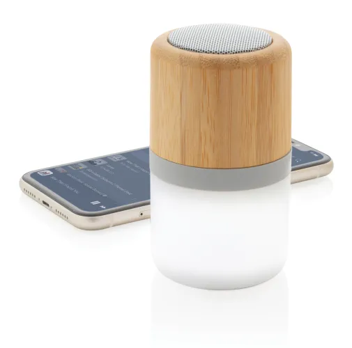 blanco Altavoz Bambú 3W con luz cambiante