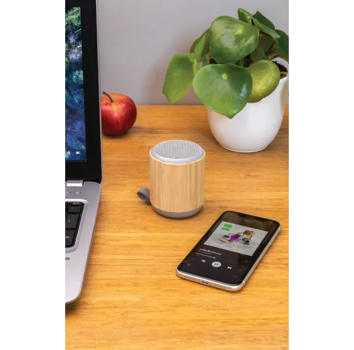 Altavoz inalámbrico de bambú y tela de 3W
