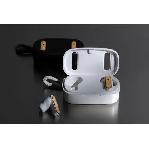 negro Auriculares TWS de plástico reciclado RCS y bambú