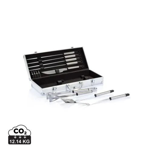SET BARBACOA 12 PIEZAS EN CAJA DE ALUMINIO