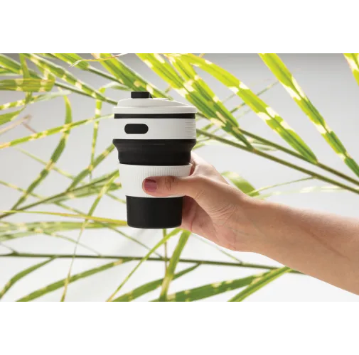 negro Taza plegable de silicona