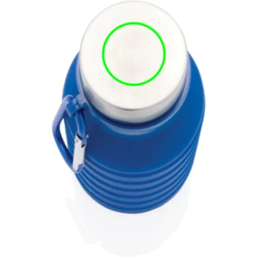 azul Botella de silicona plegable antigoteo con tapa