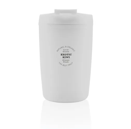 blanco Taza de PP reciclado GRS con tapa de seguridad
