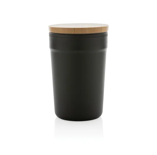 negro Taza GRS RPP con tapa de bambú