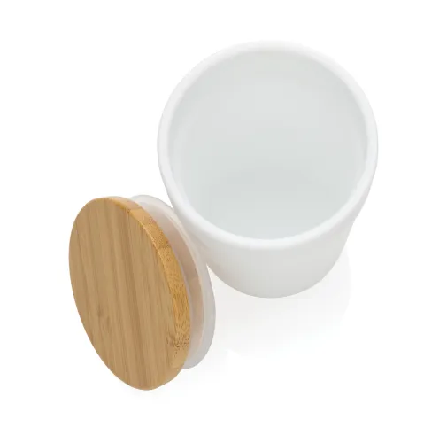 blanco Taza GRS RPP con tapa de bambú