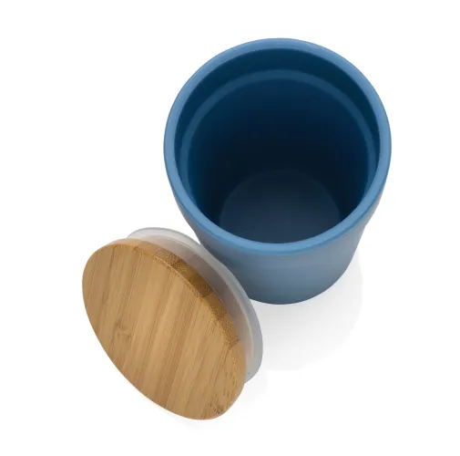 azul Taza GRS RPP con tapa de bambú