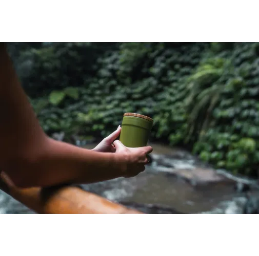 verde Taza GRS RPP con tapa de bambú