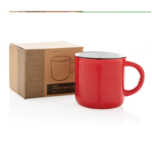 rojo Taza de cerámica vintage 280ml