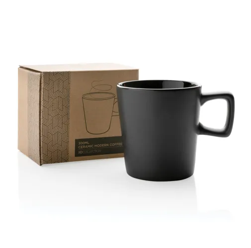 negro, negro Taza moderna de café de cerámica 300ml