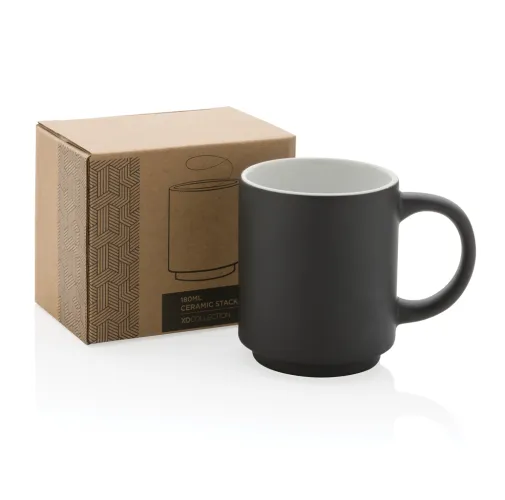 negro Taza apilable de cerámica 180ml