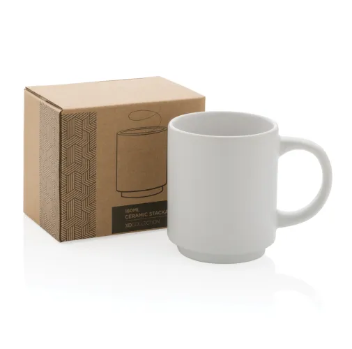 blanco Taza apilable de cerámica 180ml