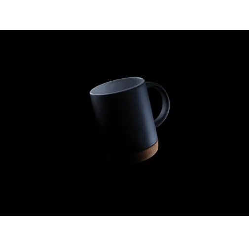 negro Taza de cerámica con base de corcho 280ml.