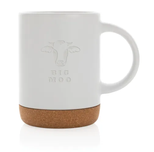 blanco Taza de cerámica con base de corcho 280ml.