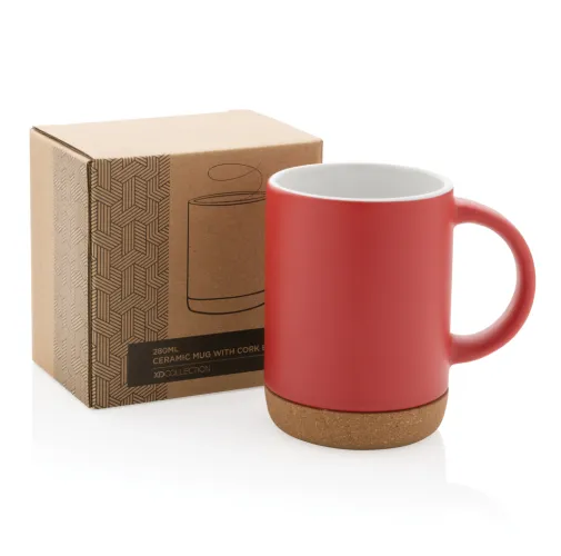 rojo Taza de cerámica con base de corcho 280ml.