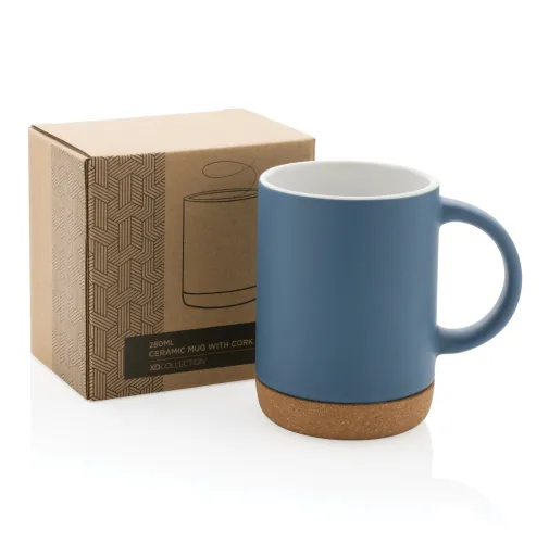 azul Taza de cerámica con base de corcho 280ml.