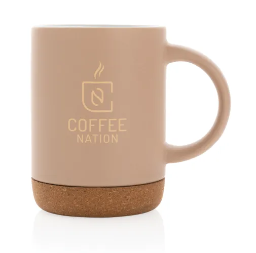 marron Taza de cerámica con base de corcho 280ml.