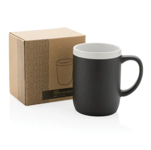 Taza de cerámica con borde blanco 300ml.