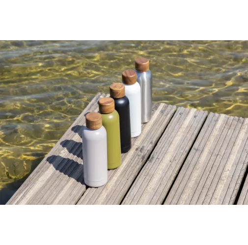 Botella Wood de acero inoxidable reciclado certificado RCS