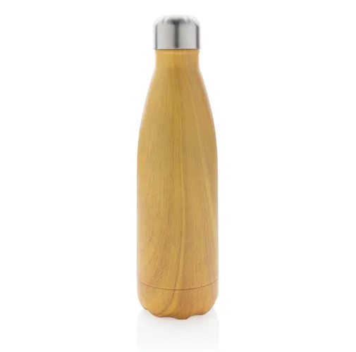 amarillo Botella aislada al vacío con estampado de madera