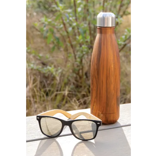 marron Botella aislada al vacío con estampado de madera