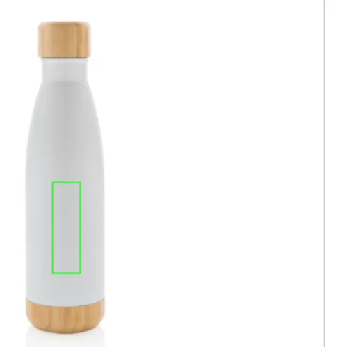 Botella acero inoxidable al vacío con tapa y fondo de bambú