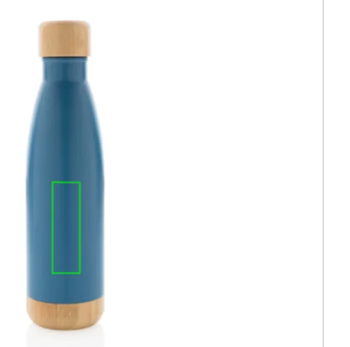Botella acero inoxidable al vacío con tapa y fondo de bambú