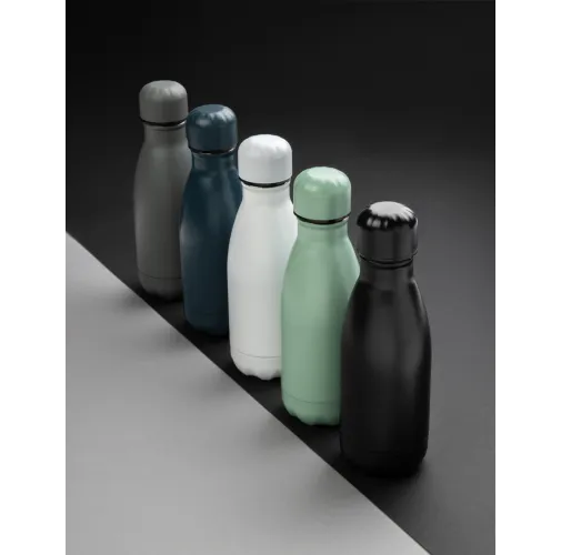 negro Botella de acero inoxidable al vacío de color sólido 260ml