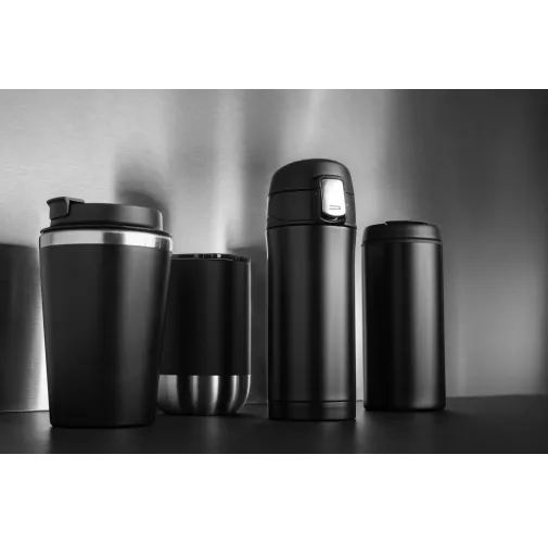 negro Taza de doble pared reciclado RCS Java 350 ml