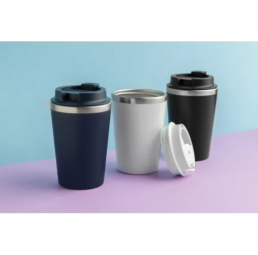 azul marino Taza de doble pared reciclado RCS Java 350 ml