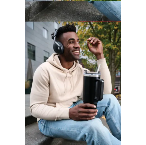 negro Vaso de acero reciclado RCS Peakflow 1200 ml