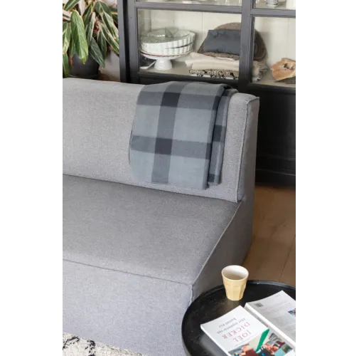 antracita Manta de felpa suave a cuadros