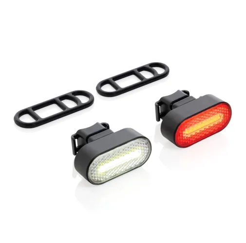 Set luces bicicleta recargables USB plástico reciclado RCS