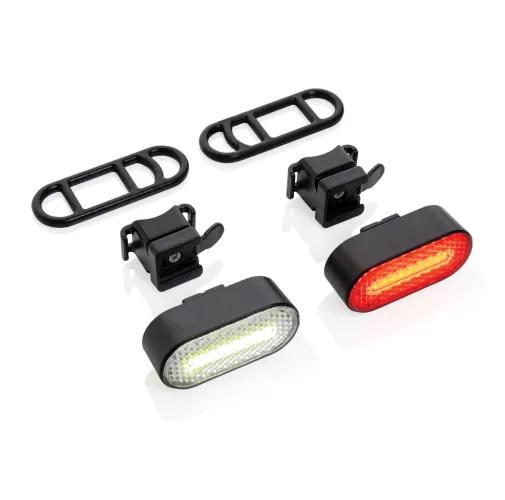 Set luces bicicleta recargables USB plástico reciclado RCS