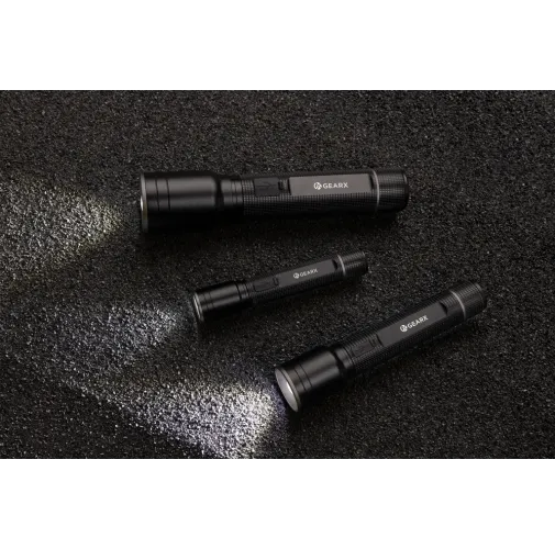 negro Linterna recargable USB Gear X RCS de aluminio reciclado
