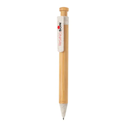 Bolígrafo de bambú con clip de trigo