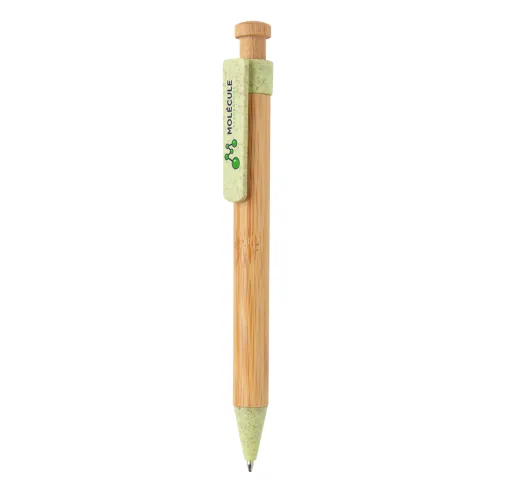 Bolígrafo de bambú con clip de trigo