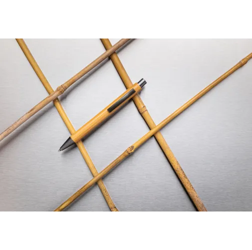 marron, plata Bolígrafo fino de bambú de diseño